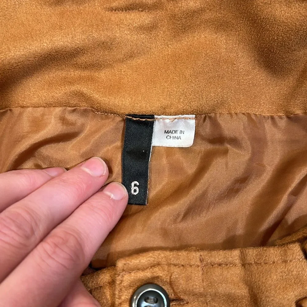Divided Brown Waist Bow Pleated Textured Lined Shorts Women Size 6